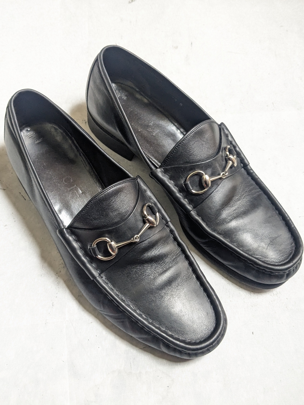 Gucci Horsebit Loafers Black Men 12 D Leather Slip Ons Italy Snaffle